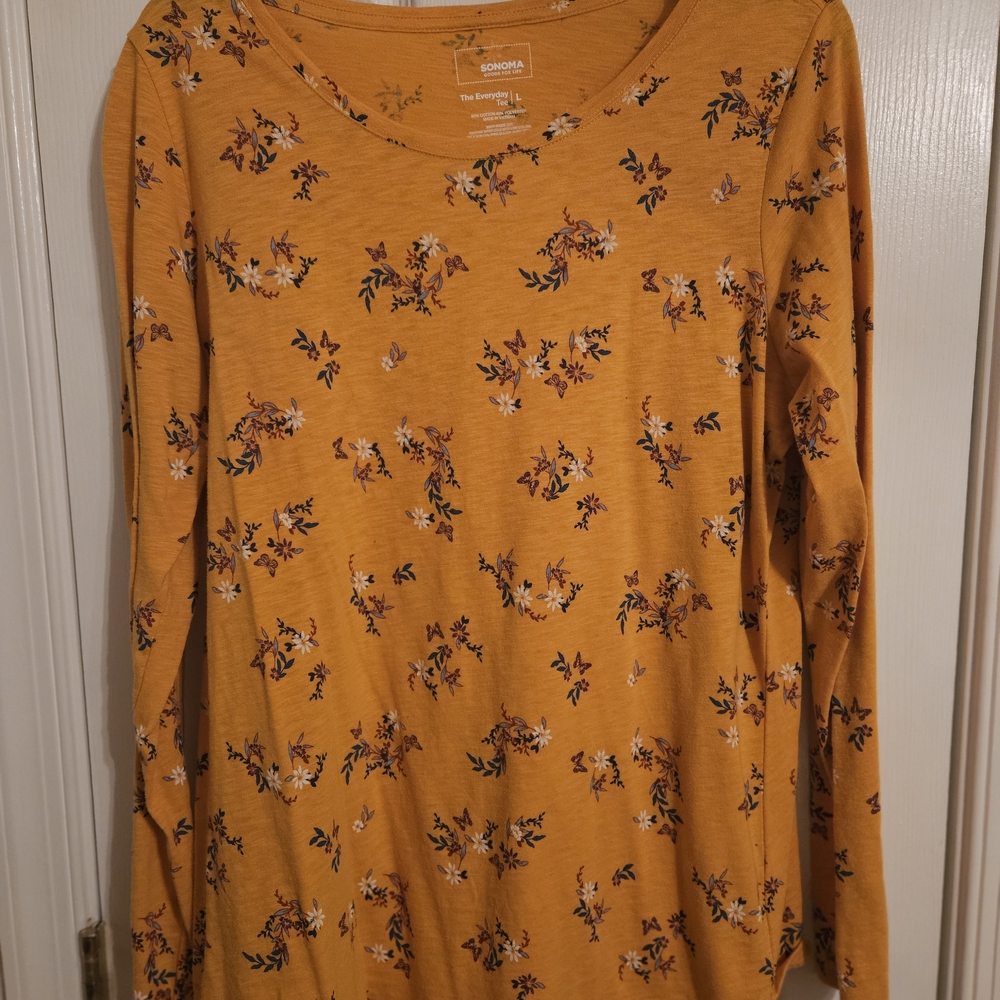 Sonoma Mustard Floral Blouse